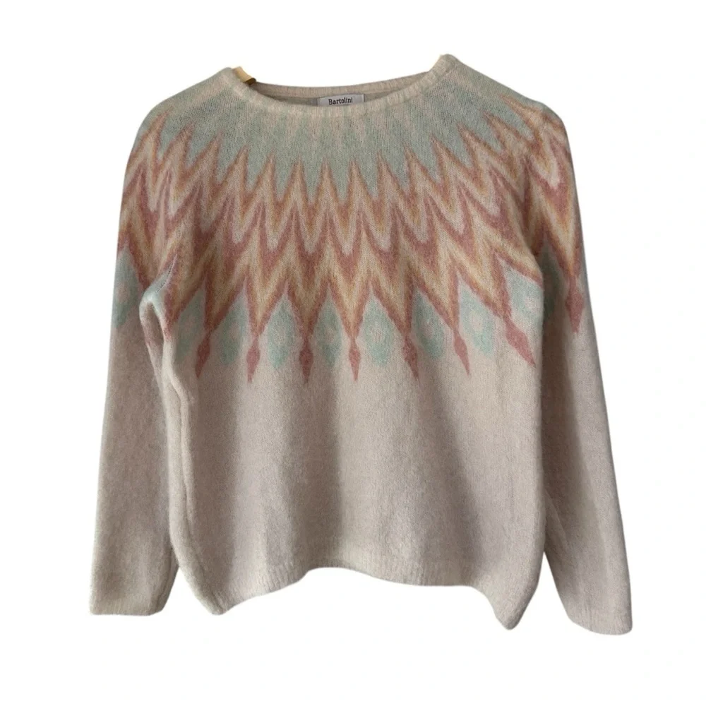 Bartolini Multicolor Chevron Alpaca Mohair Sweater, Medium